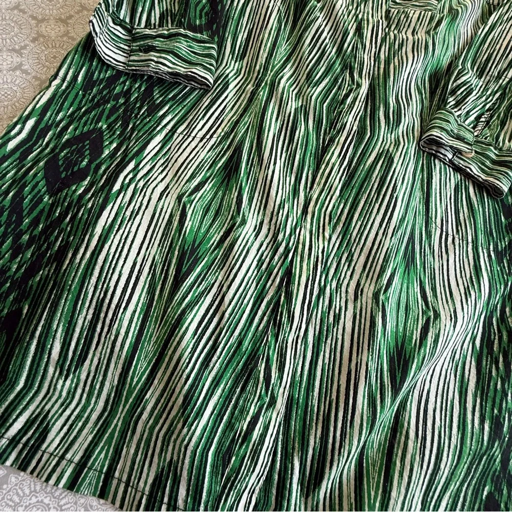 Derek Lam for DesignNation Green Woodgrain Print Cotton Tunic Dress Size M NWOT - Picture 4 of 10